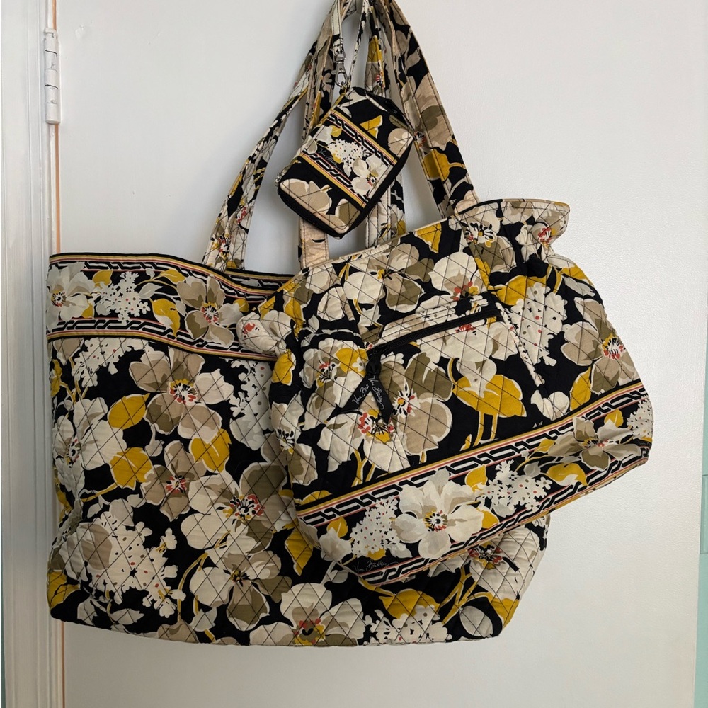 Vera Bradley three pieces, travel bag, shoulder bag, and wallet. Magnolia print.